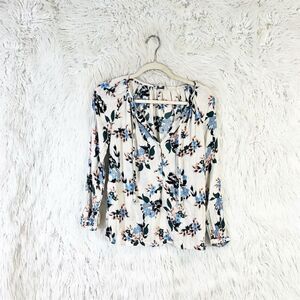 Lucky Brand Women's Bohemian Floral Peasant Blouse Long Sleeve Multicolor